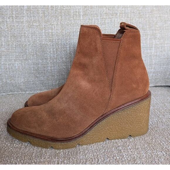 Clarks Clarkford Top - Dark Tan Suede Wedge Ankle Boots - Womens 10M - Picture 5 of 9